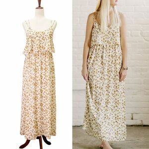 dRA Los Angeles x Kelli Murray Floral Maxi Dress White Yellow Daisy Print Sz XS
